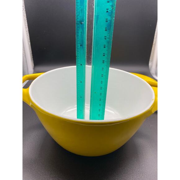 Vintage Copco Denmark D1 Yellow Enamel Cast Iron‎ Small Dutch oven lid 60's - Picture 9 of 9